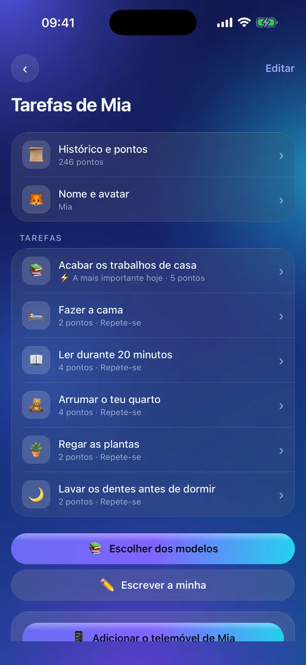 Meritavi no modo adulto: as tarefas de uma criança com os pontos.
